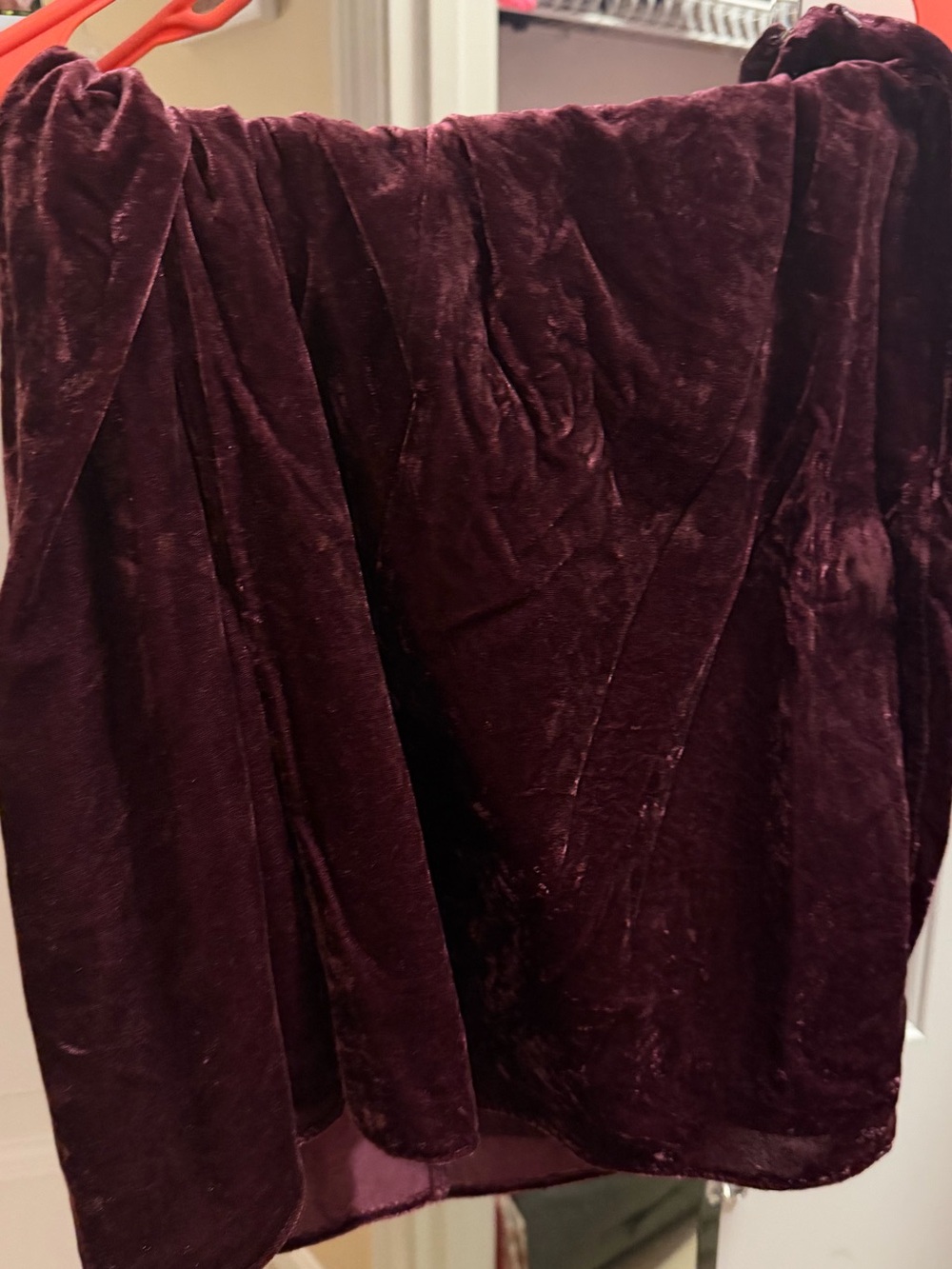 LOFT Burgundy Velvet Mini Skirt